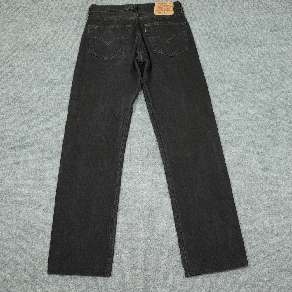Vintage Levi's 501 Jeans Mens 30x32 Black Made in USA Straight Leg Button Fly